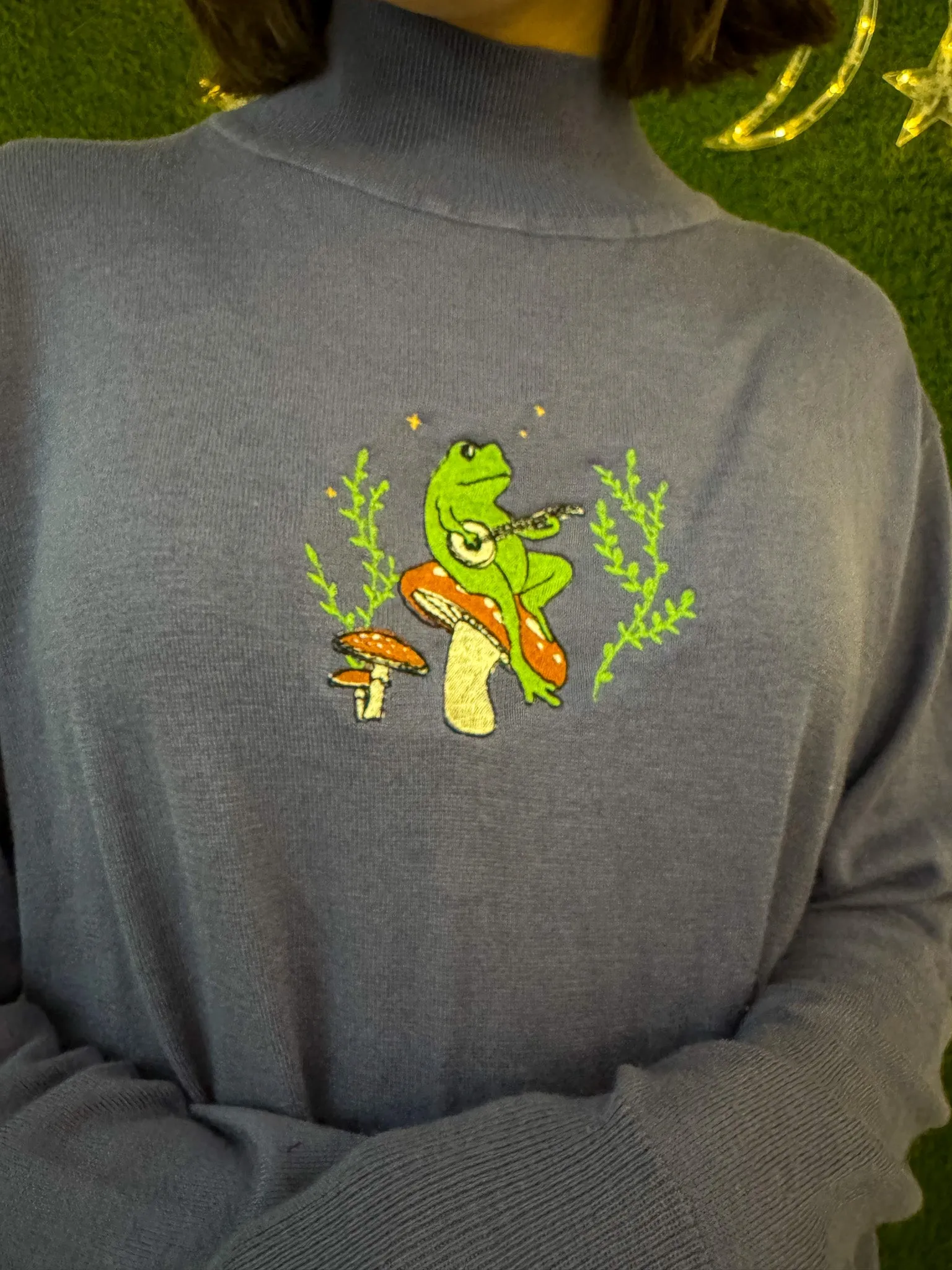 Banjo Frog Turtleneck Cropped Long Sleeve 2XL