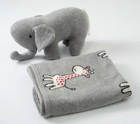 Gift Set of 2 (Blanket with Elephant) | 100% Organic Cotton