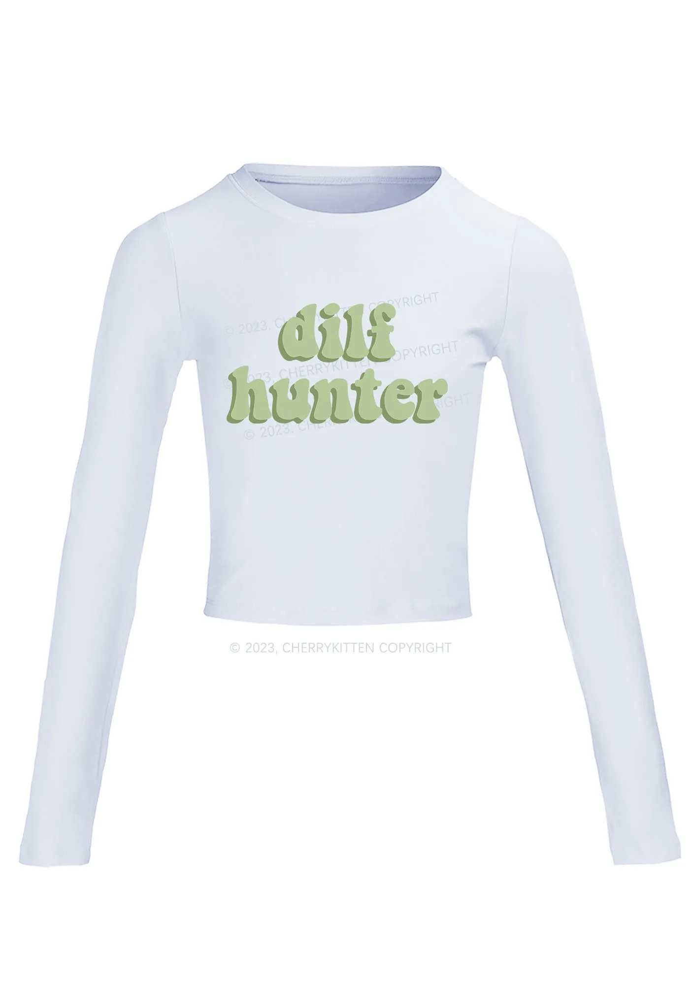 Green Hunter Long Sleeve Crop Top Cherrykitten