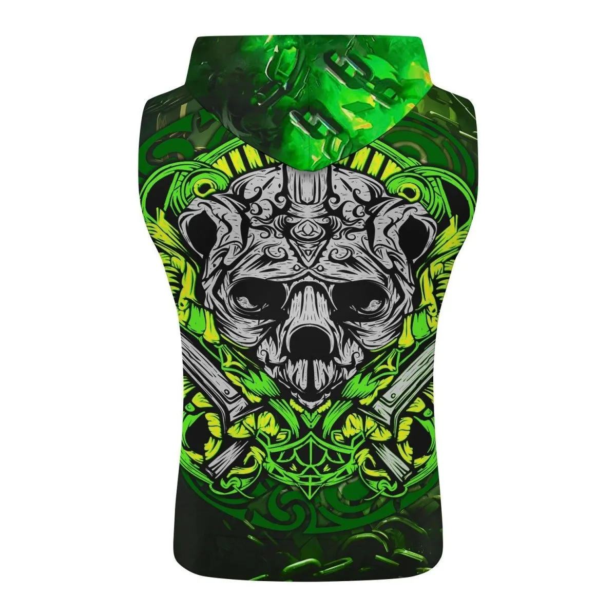 Green Panda Skull Sleeveless Pullover & Zip Hoodie