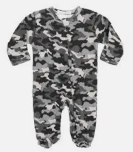 Little Mish - Thermal Zip Footie in Grey Camo