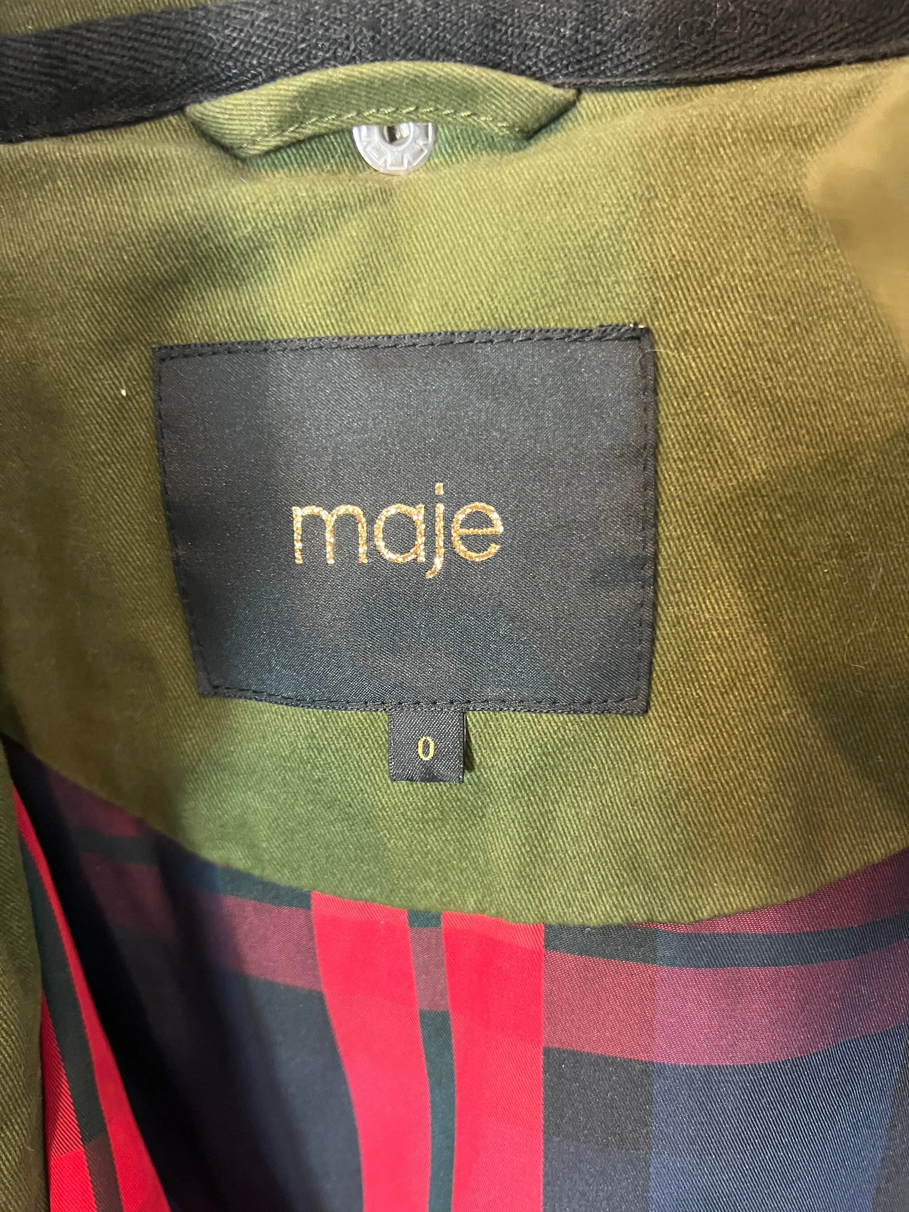 MAJE. Parka verde con forro  T.0(S)
