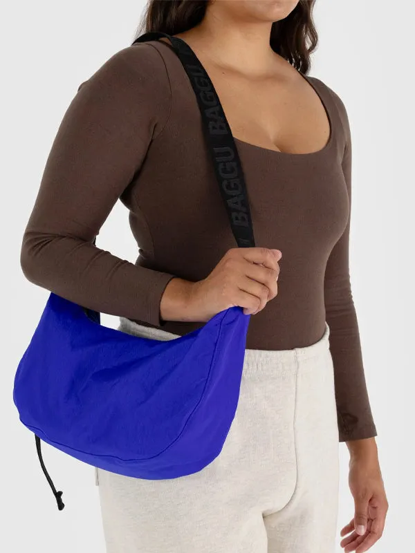 Medium Nylon Crescent Bag: Lapis