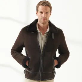 Mens B3 RAF Flying Fur Aviator Sheepskin Shearling Bomber Jacket