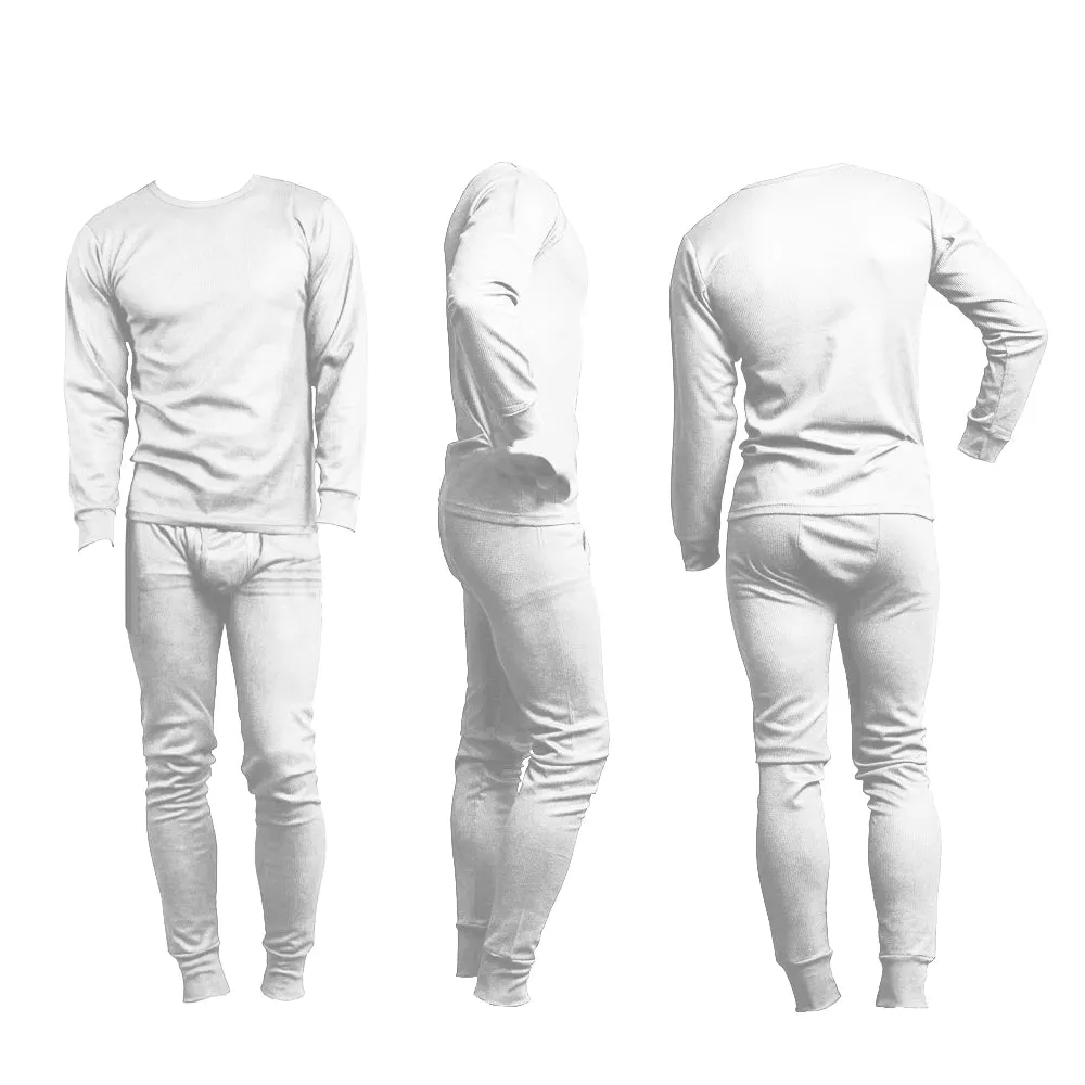 Mens Thermal Underwear Set Knocker Long Sleeve Pajamas Pants Sleep White Size XL