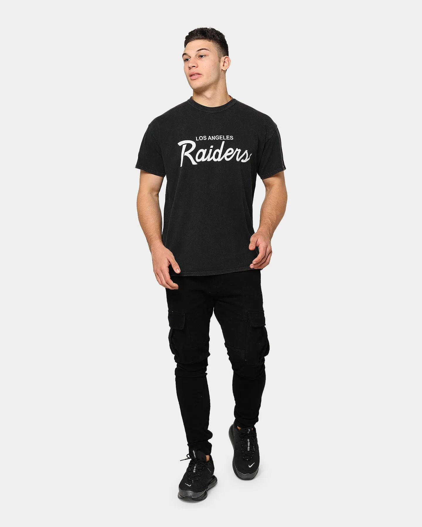 Mitchell & Ness Men's Los Angeles Raiders Script Wordmark T-Shirt Black