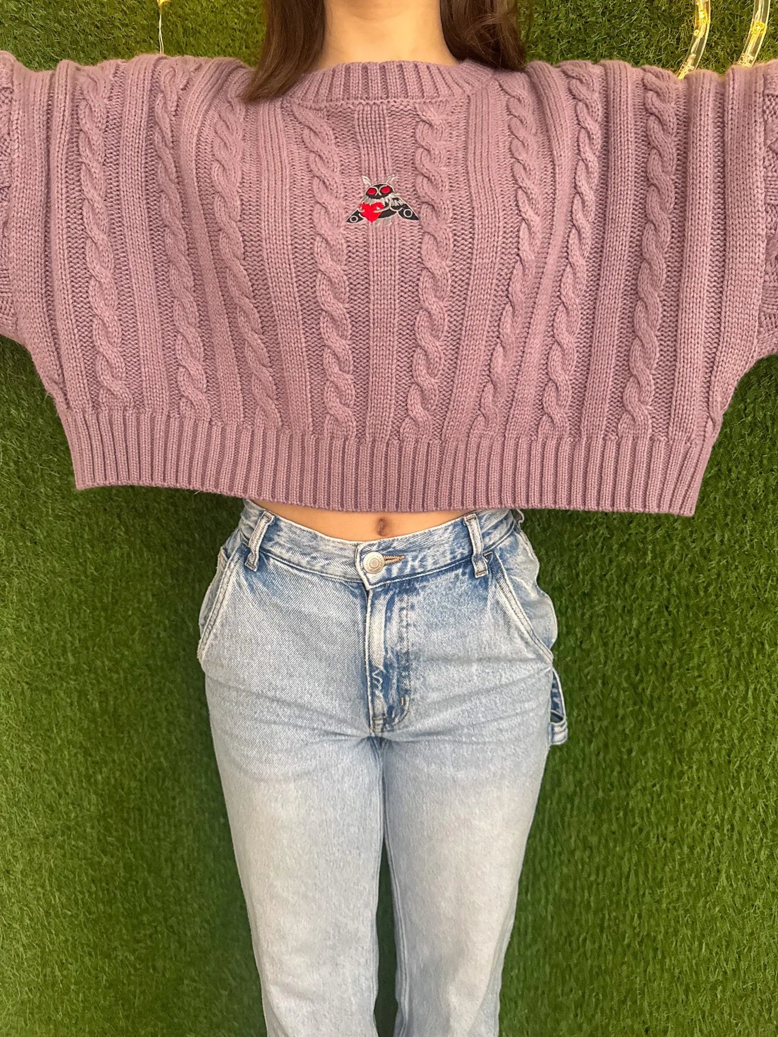Mothman Purple Cropped Sweater XL