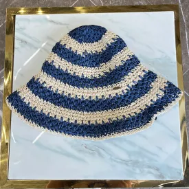 Navy and Beige Knit Hat