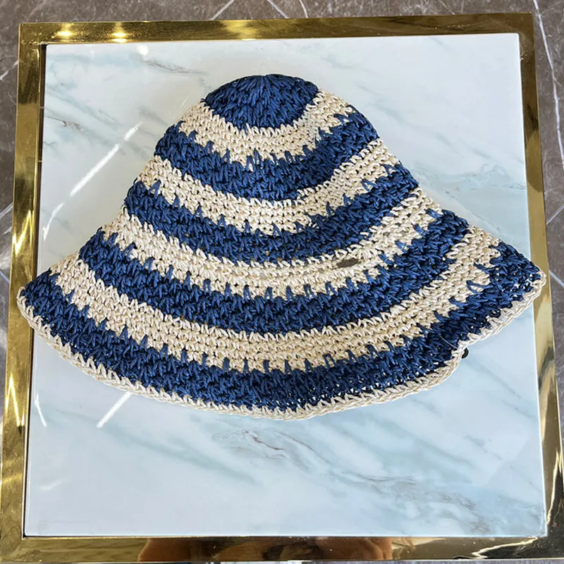 Navy and Beige Knit Hat