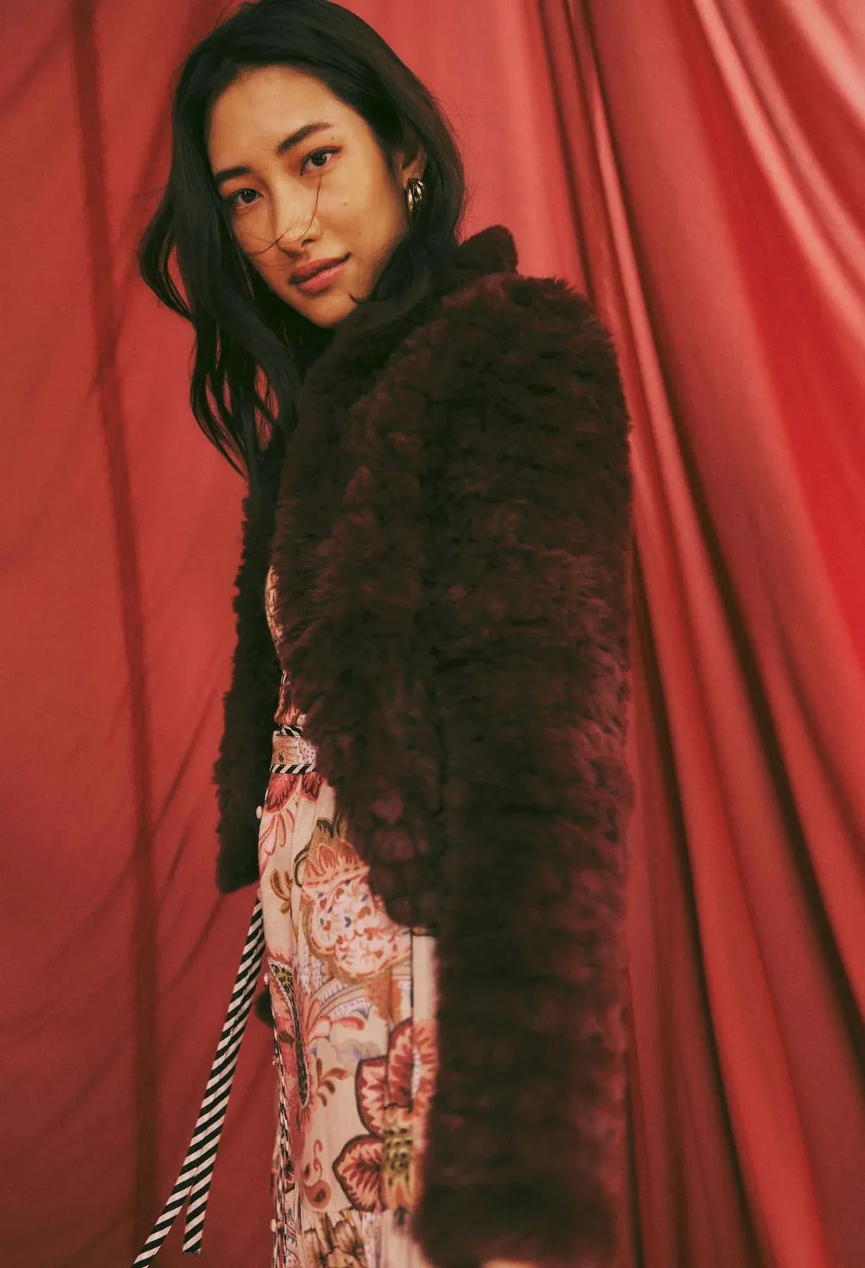 Once Was - Altair Faux Fur Bomber - Scarlet