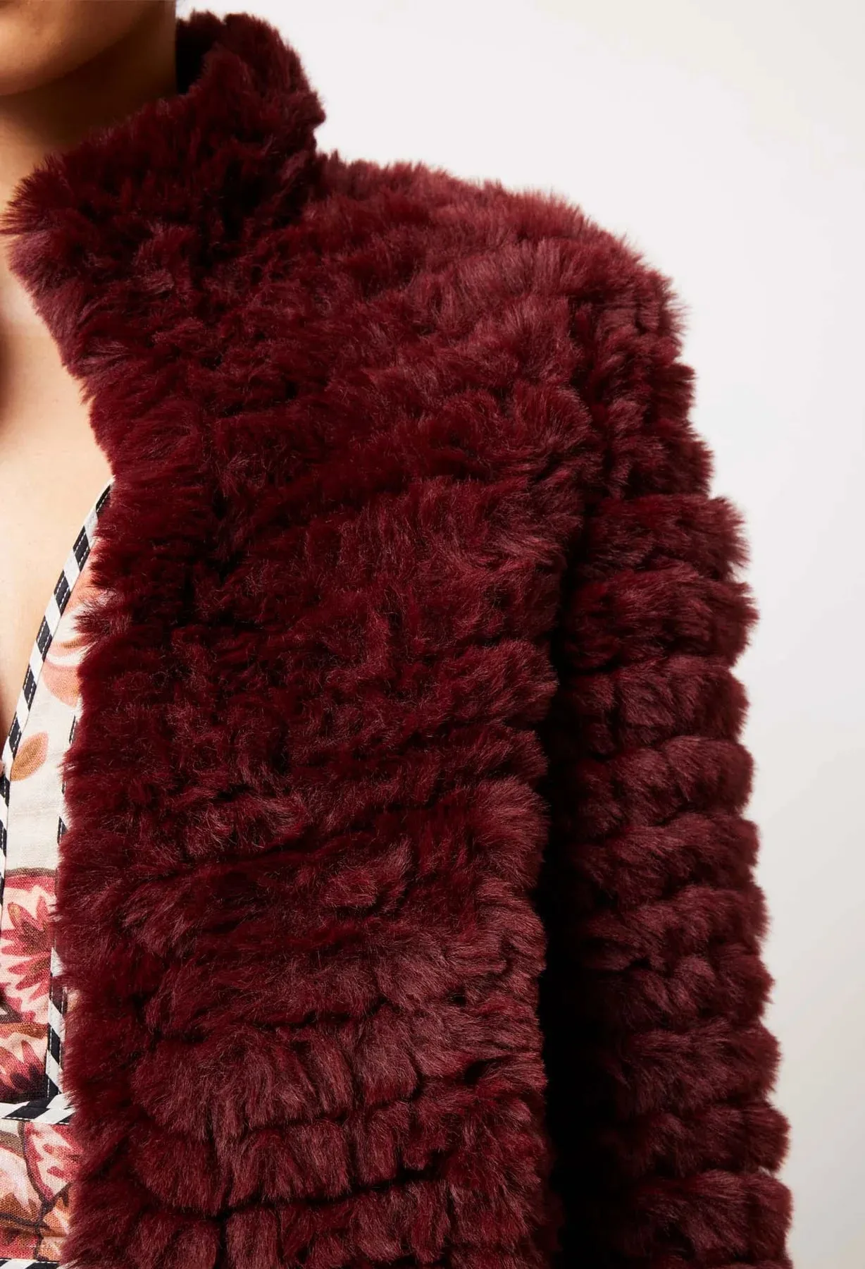 Once Was - Altair Faux Fur Bomber - Scarlet