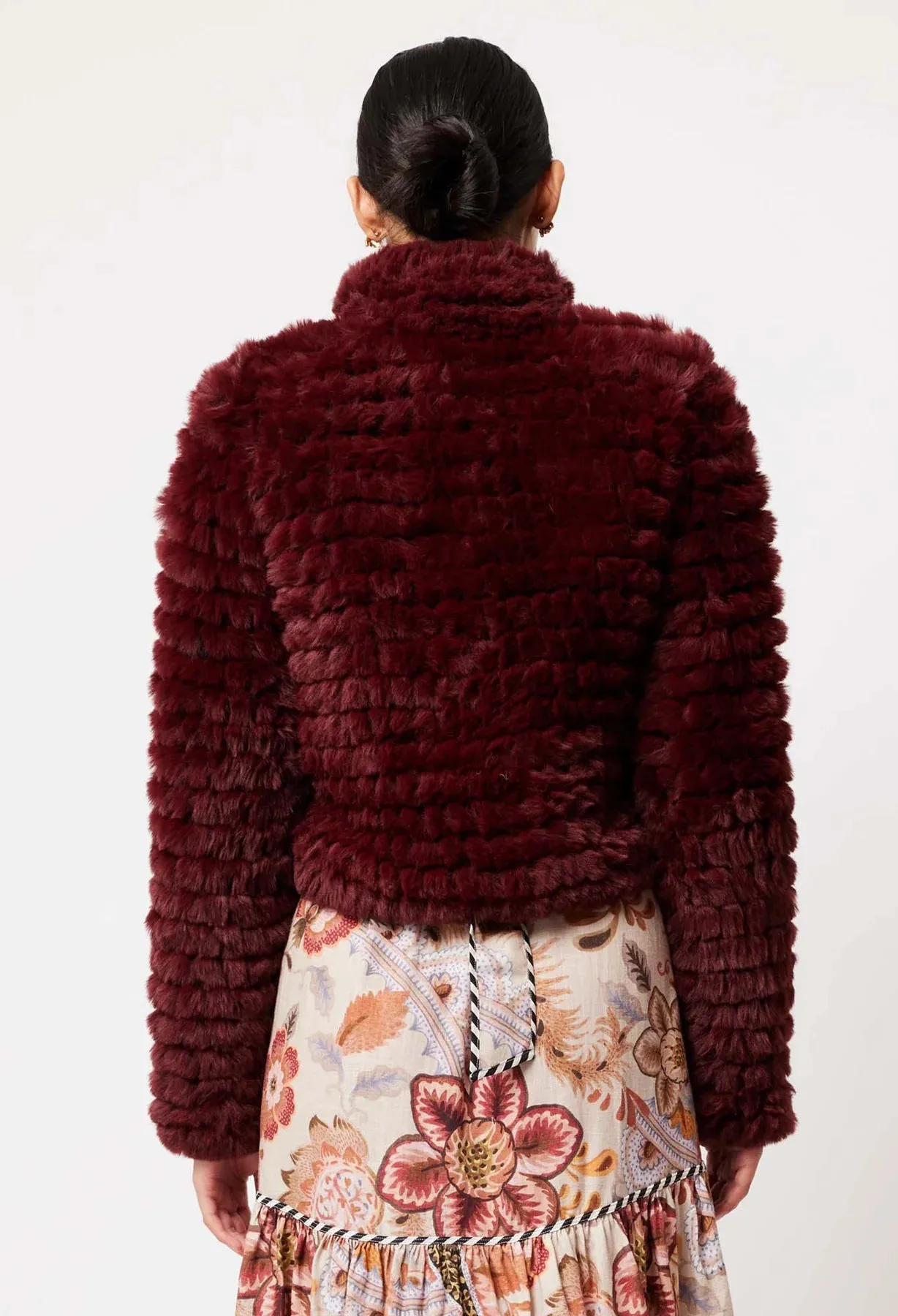 Once Was - Altair Faux Fur Bomber - Scarlet