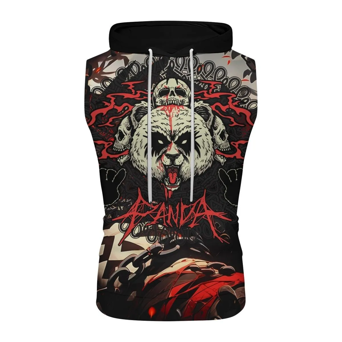 Panda Skull Sleeveless Pullover & Zip Hoodie