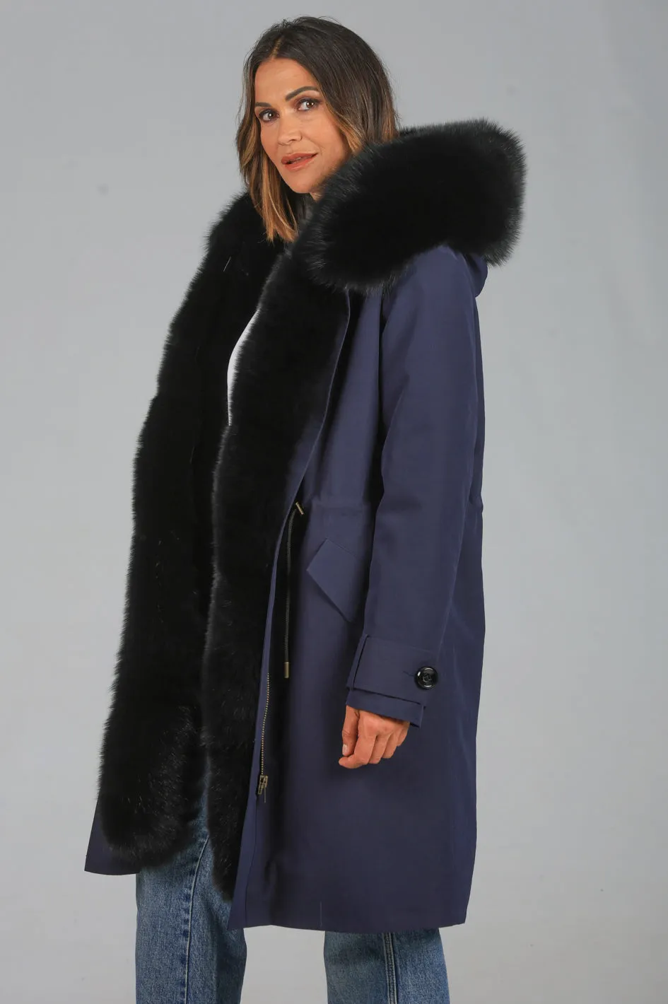 Parka in cotone tecnico  impermeabile X-long black