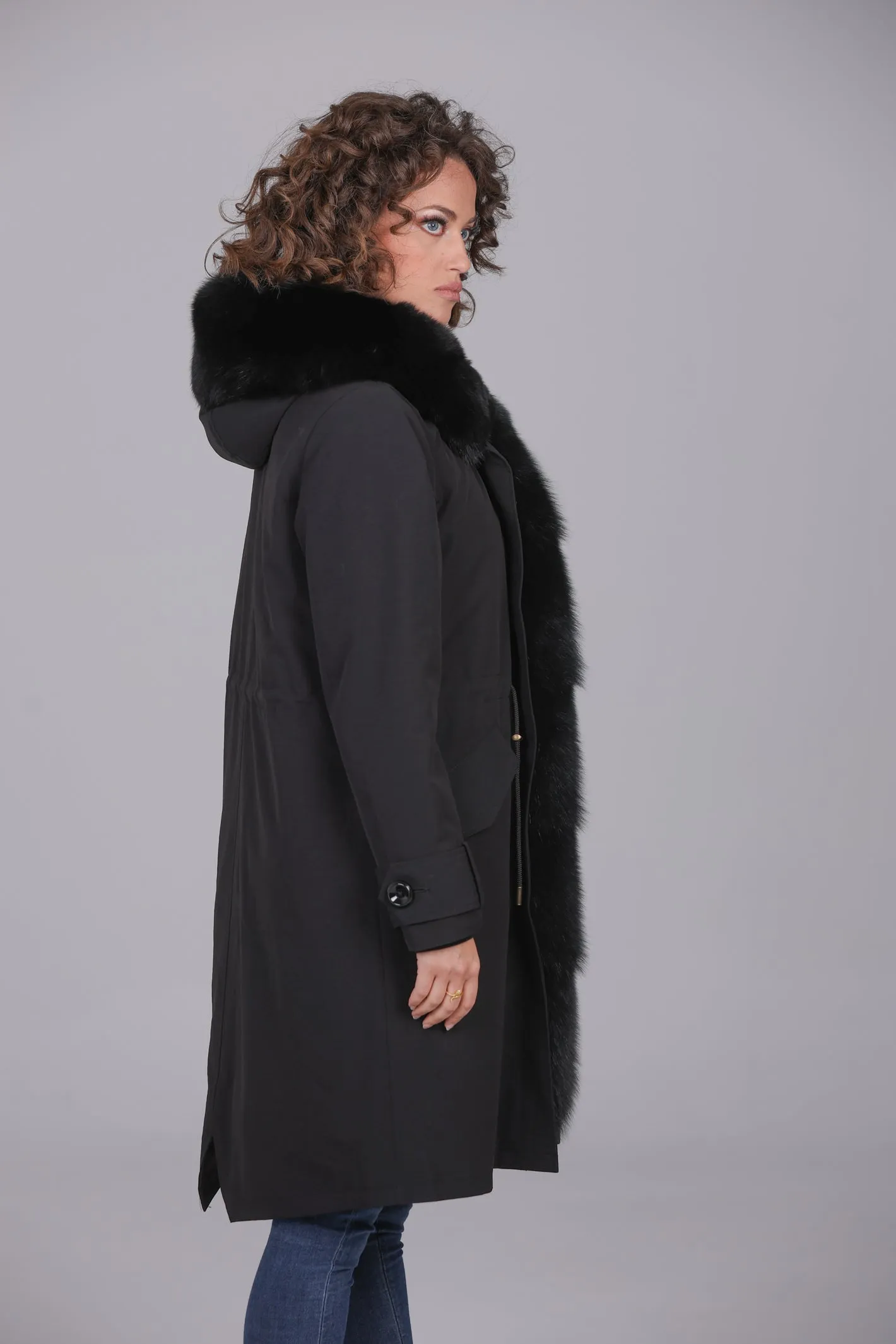 Parka in cotone tecnico  impermeabile X-long black