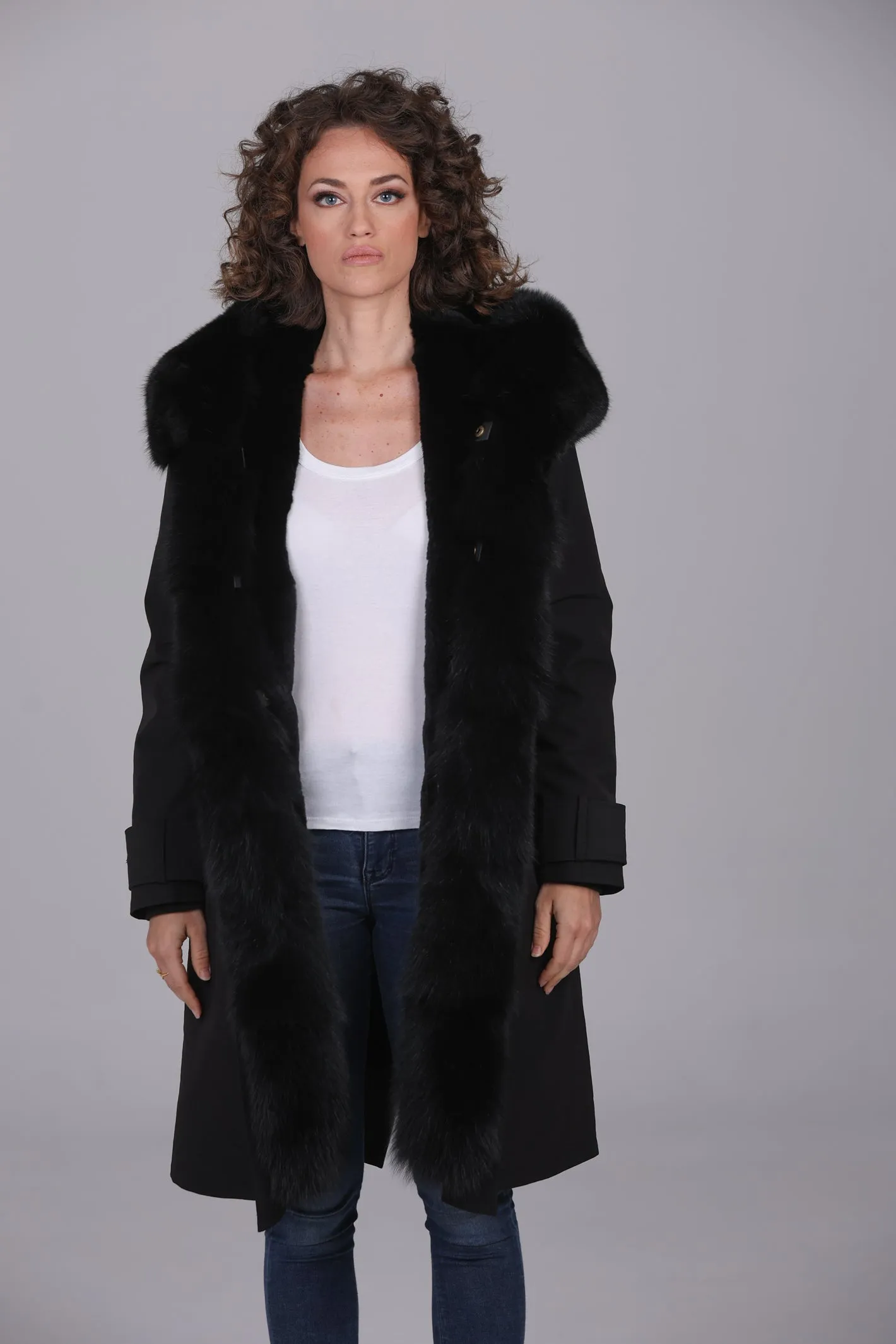 Parka in cotone tecnico  impermeabile X-long black
