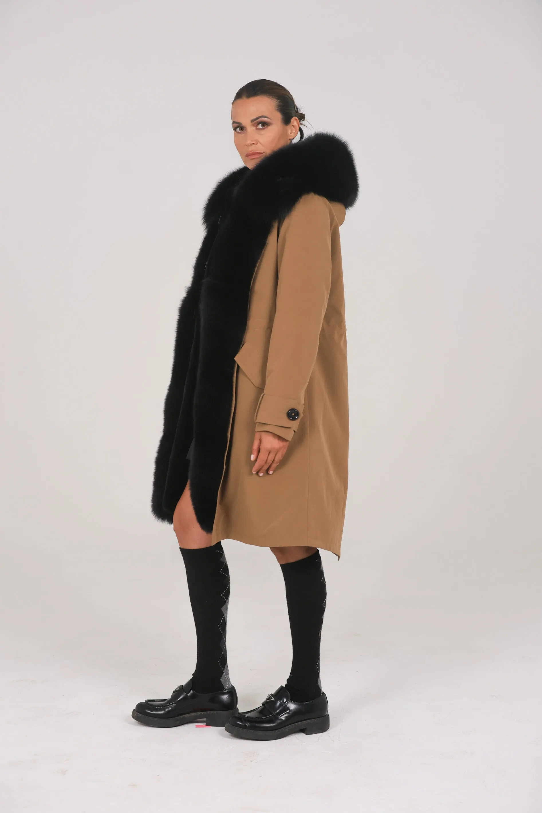 Parka in cotone tecnico  impermeabile X-long black