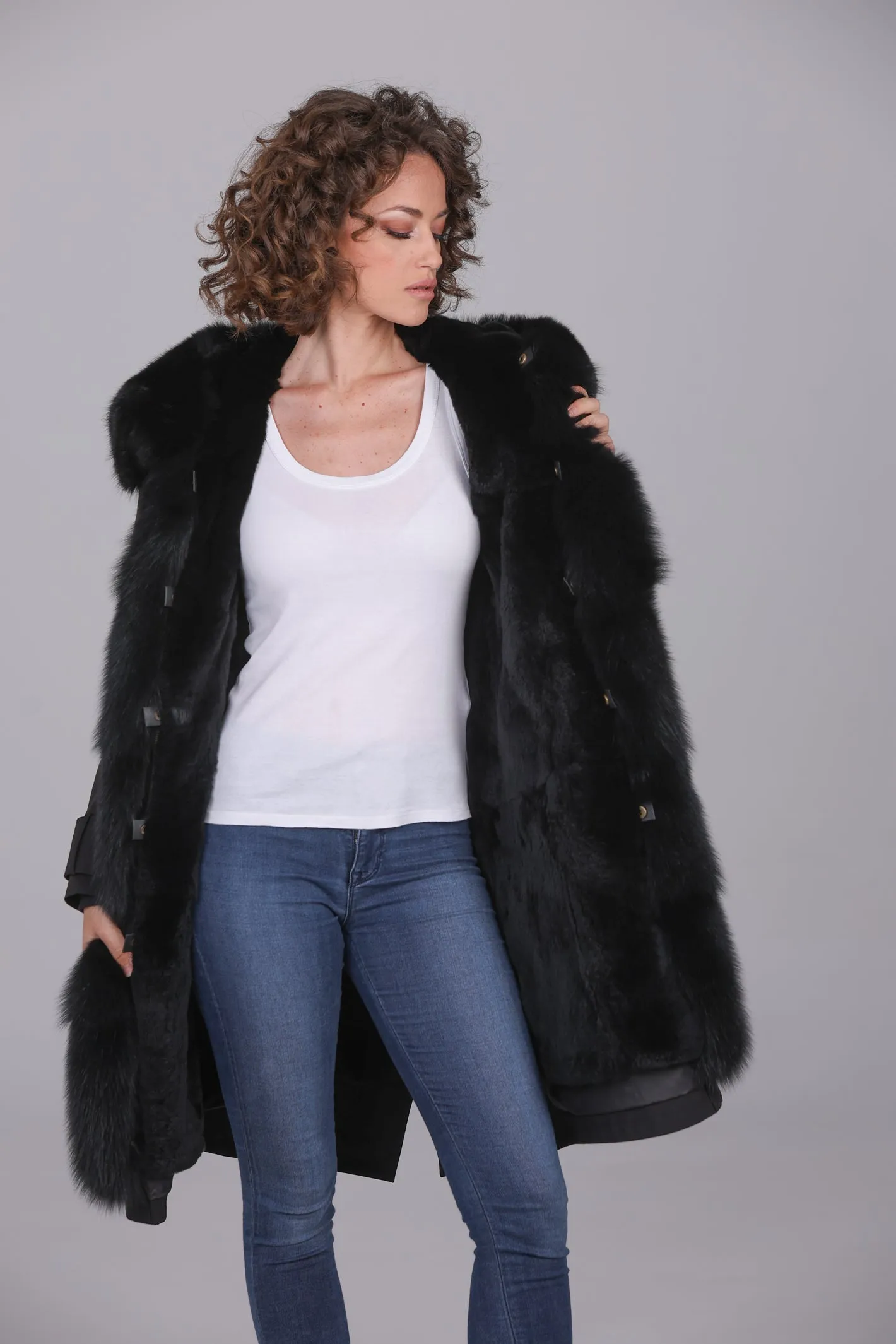 Parka in cotone tecnico  impermeabile X-long black