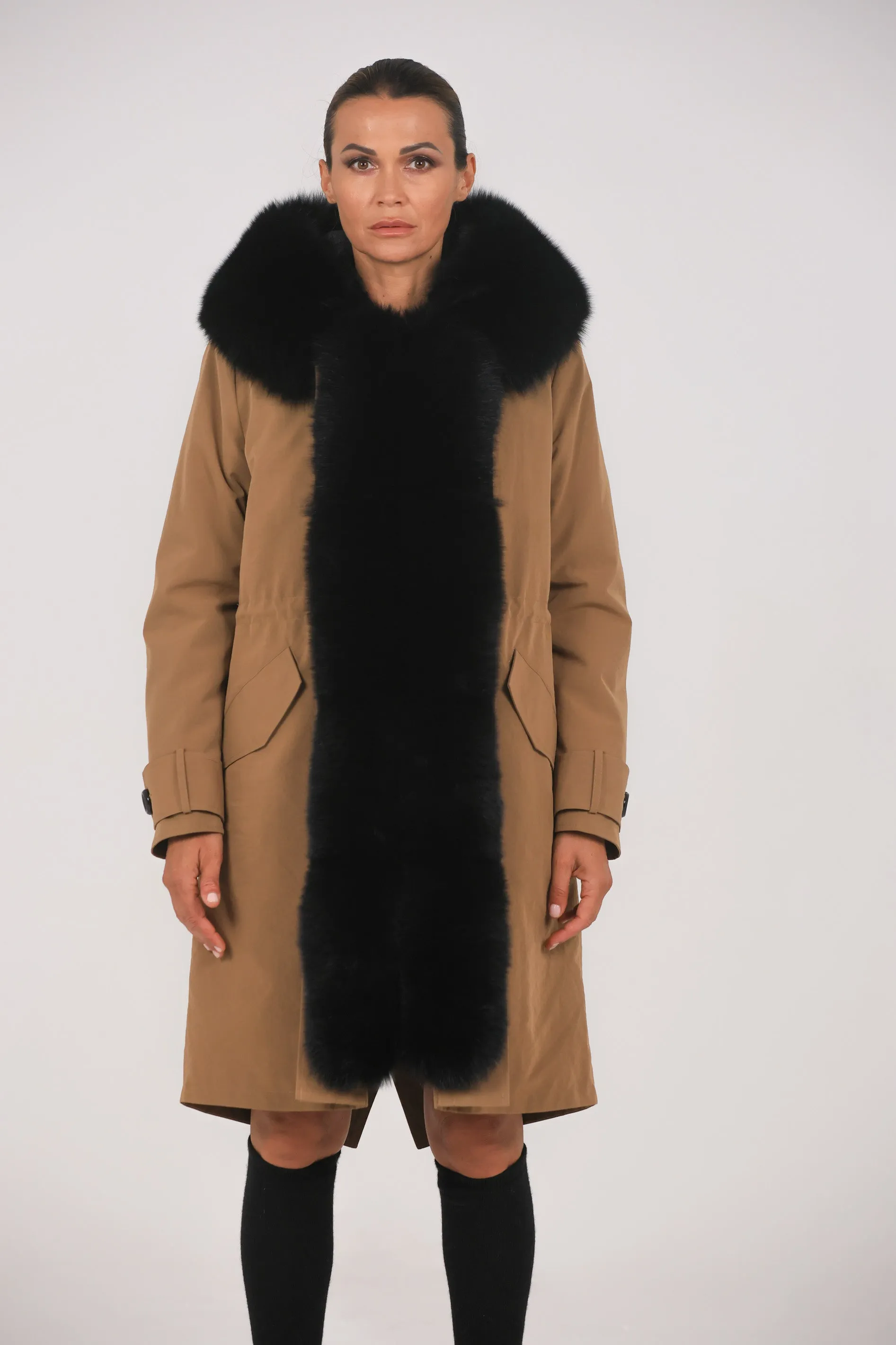 Parka in cotone tecnico  impermeabile X-long black
