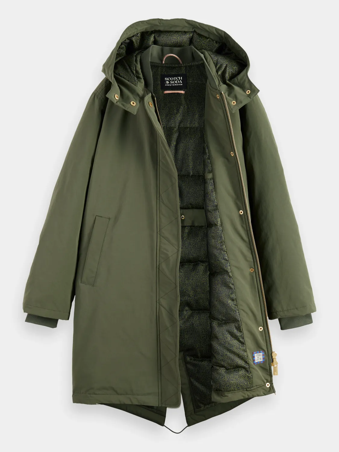 Water repellent mid-length parka