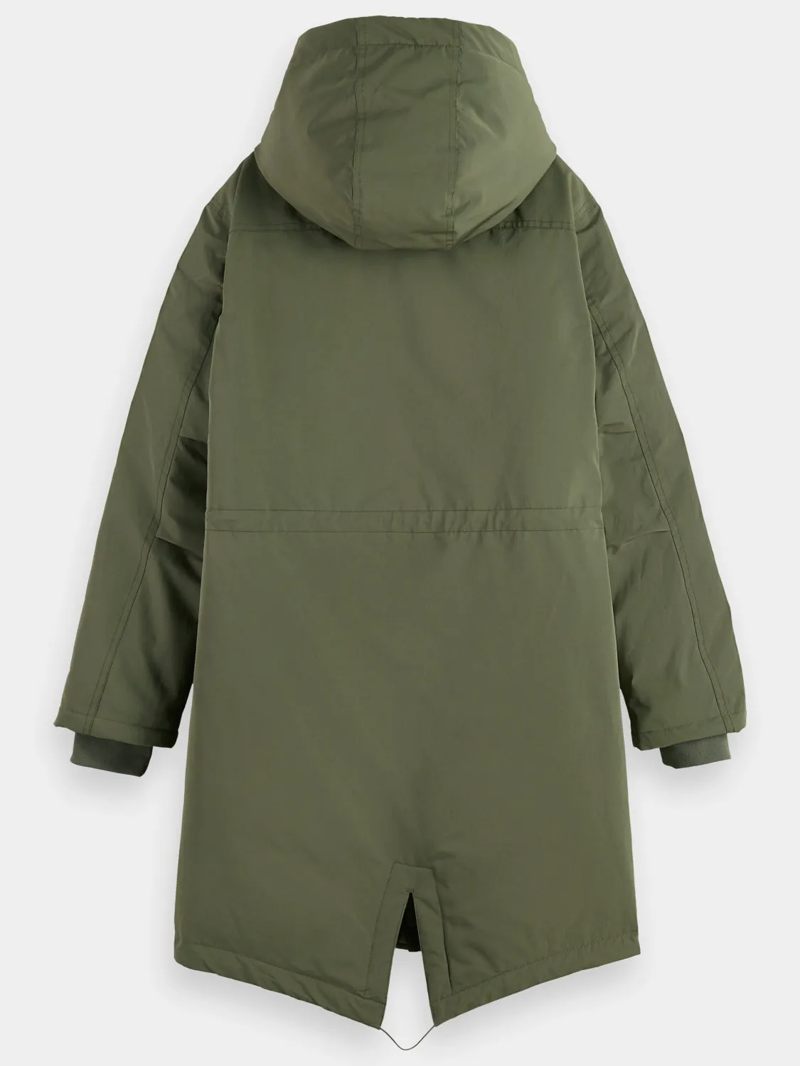 Water repellent mid-length parka